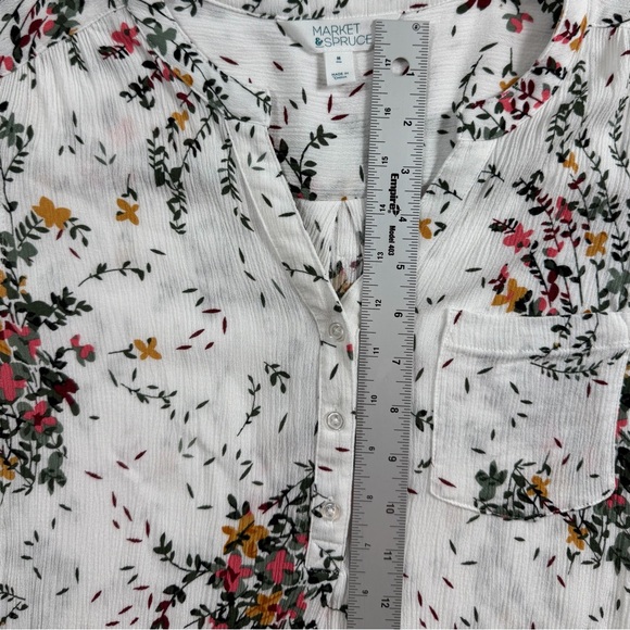 Market & Spruce Floral Boho Blouse Medium | Stitch Fix Cottagecore Hi-Low Top - Picture 5 of 8